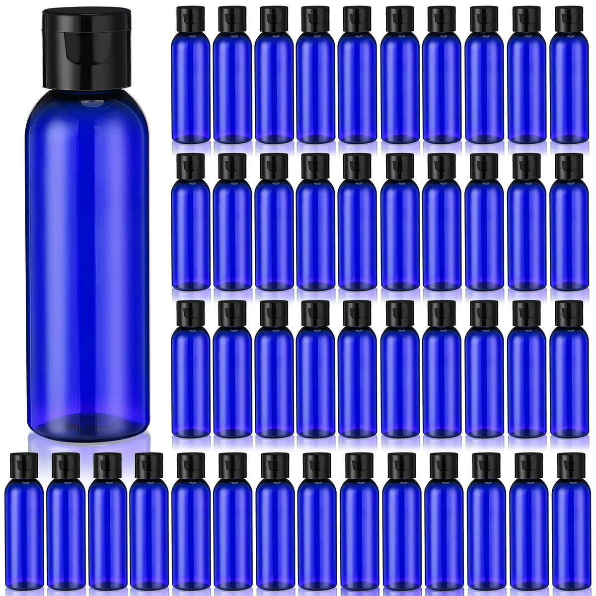 Zhehao 200 Pcs 2 oz Clear Plastic Empty Bottles with Lids(Black Cap)