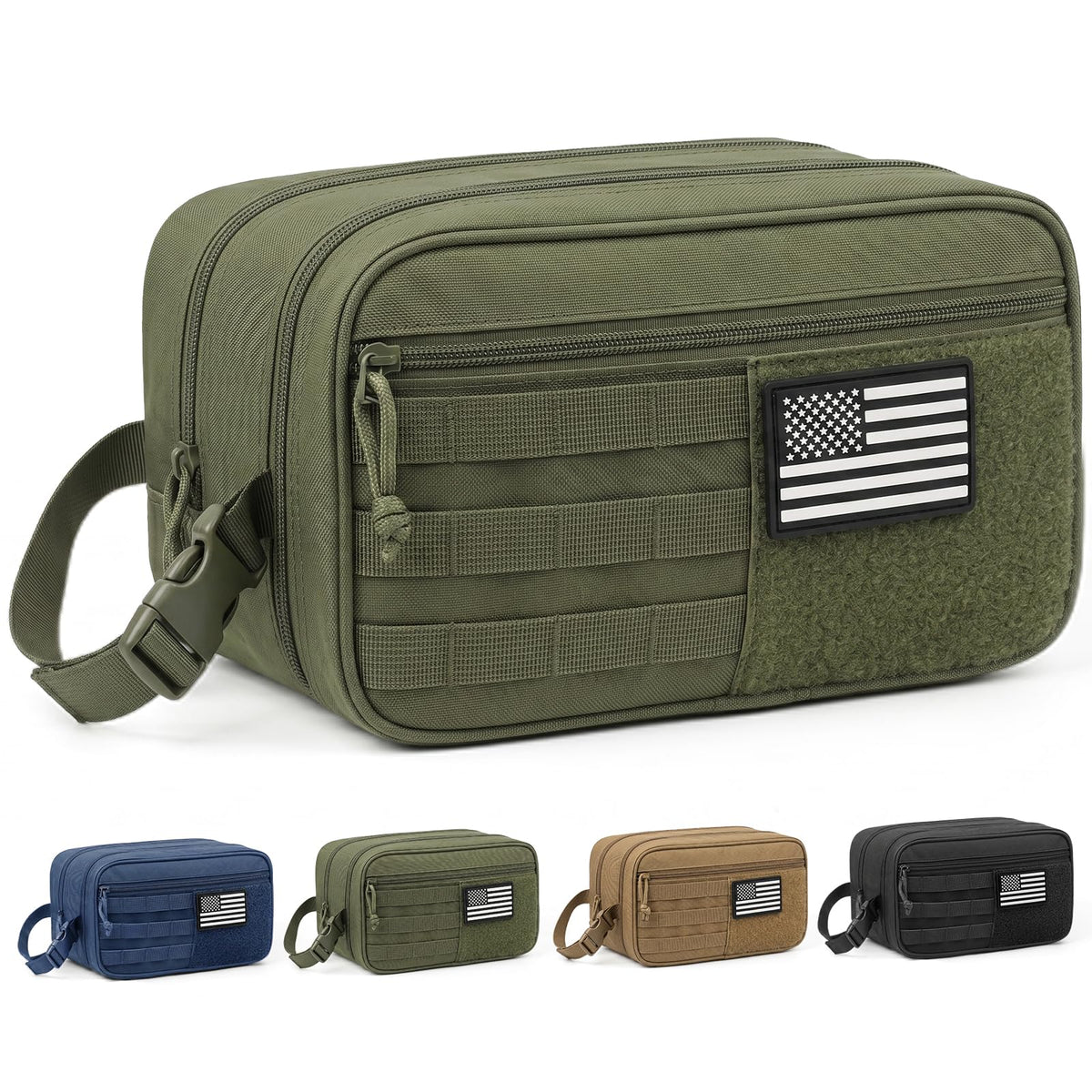 HOTOR Tactical Toiletry Bag Men, MOLLE Pouches, EDC Pouch, Medium, Black
