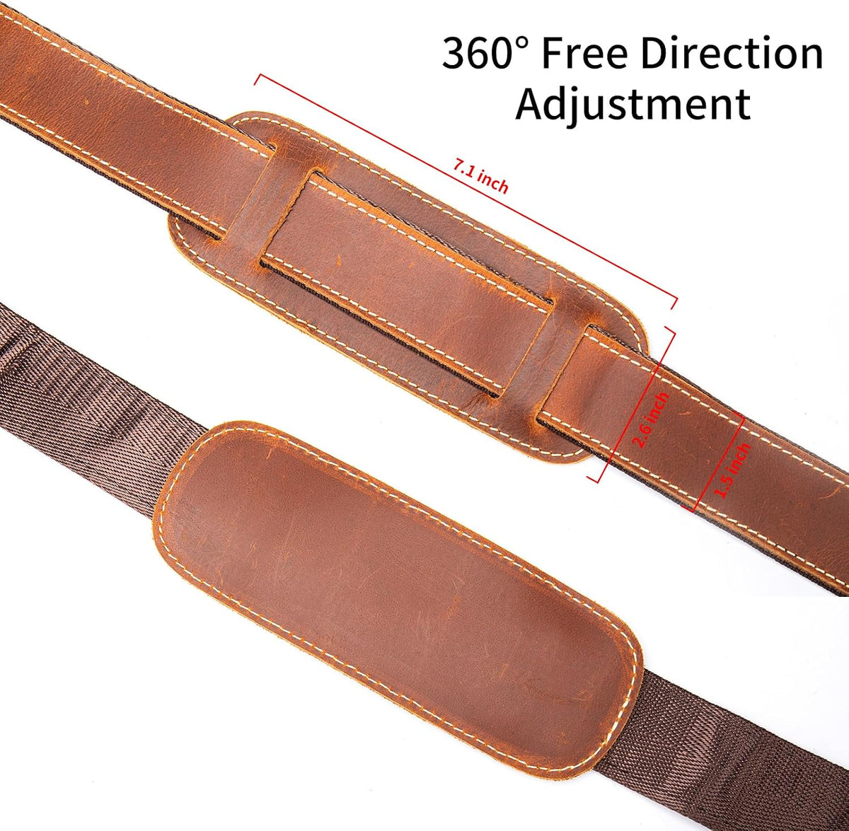 NIUCUNZH Genuine Leather Shoulder Strap, Bag Strap Replacement, 60 inches Long, Adjustable with Comfortable Pad