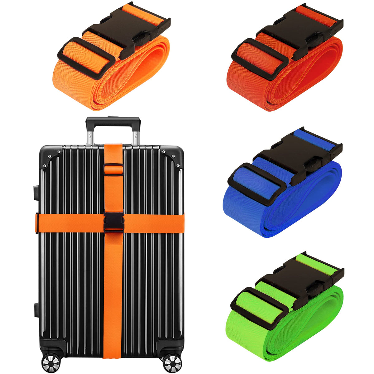 Chelmon Luggage Straps for Suitcases TSA Approved Travel Essentials 8 Pack