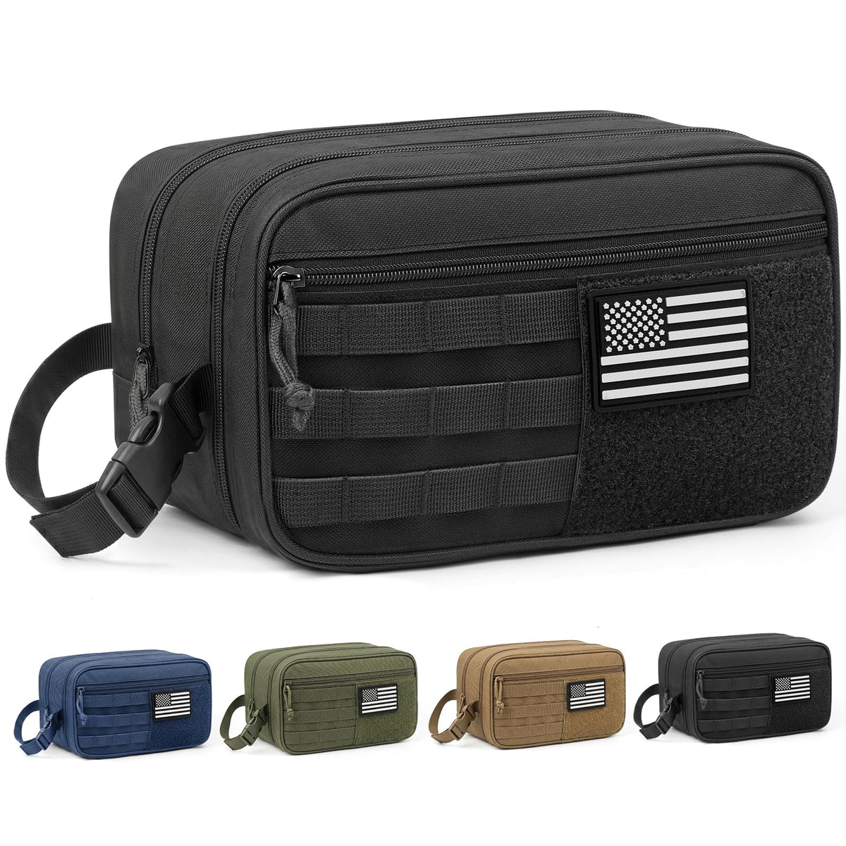 HOTOR Tactical Toiletry Bag Men, MOLLE Pouches, EDC Pouch, Medium, Black