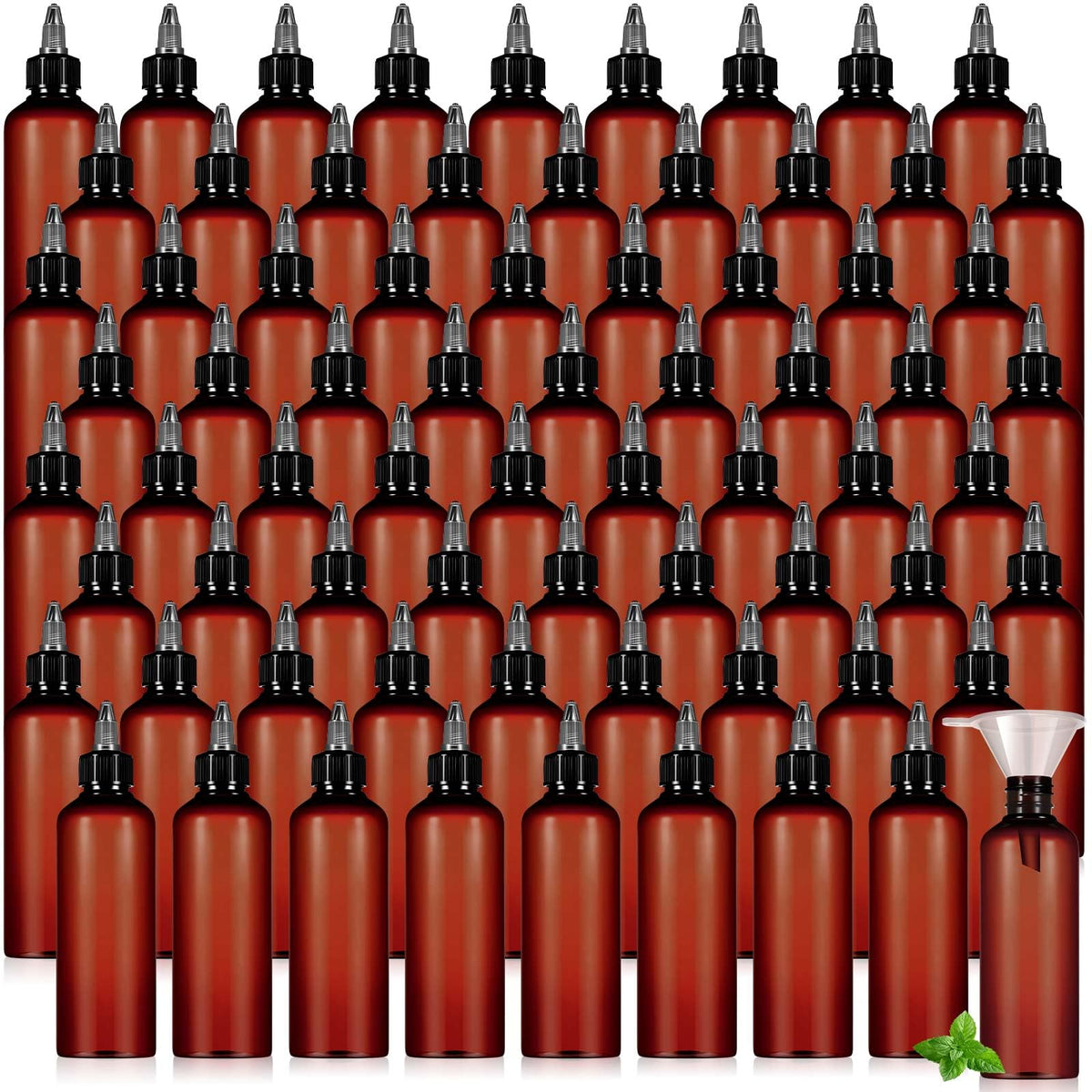 Barydat 24 Pcs 3 oz Squeeze Applicator Bottles for Hair Oiling, Amber