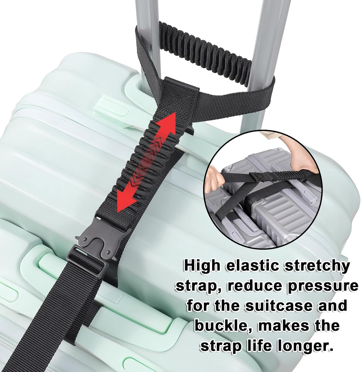 Vigorport Luggage Straps, Stretchable Luggage Connector Strap for Suitcase