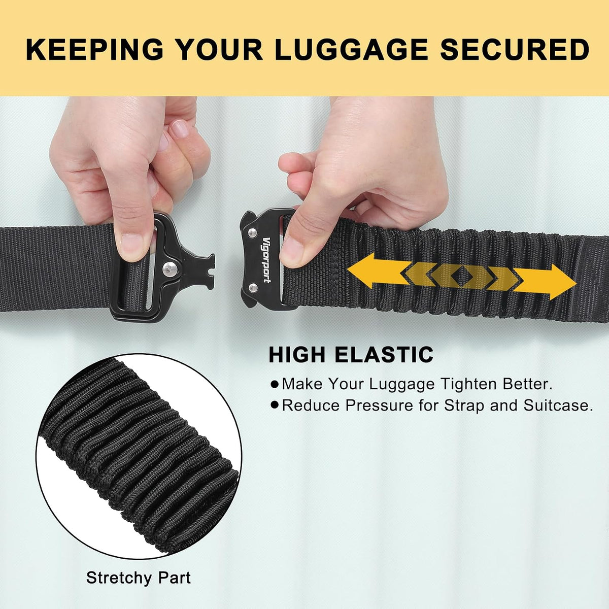 Vigorport Luggage Straps for Suitcases TSA Approved Suitcase Belt