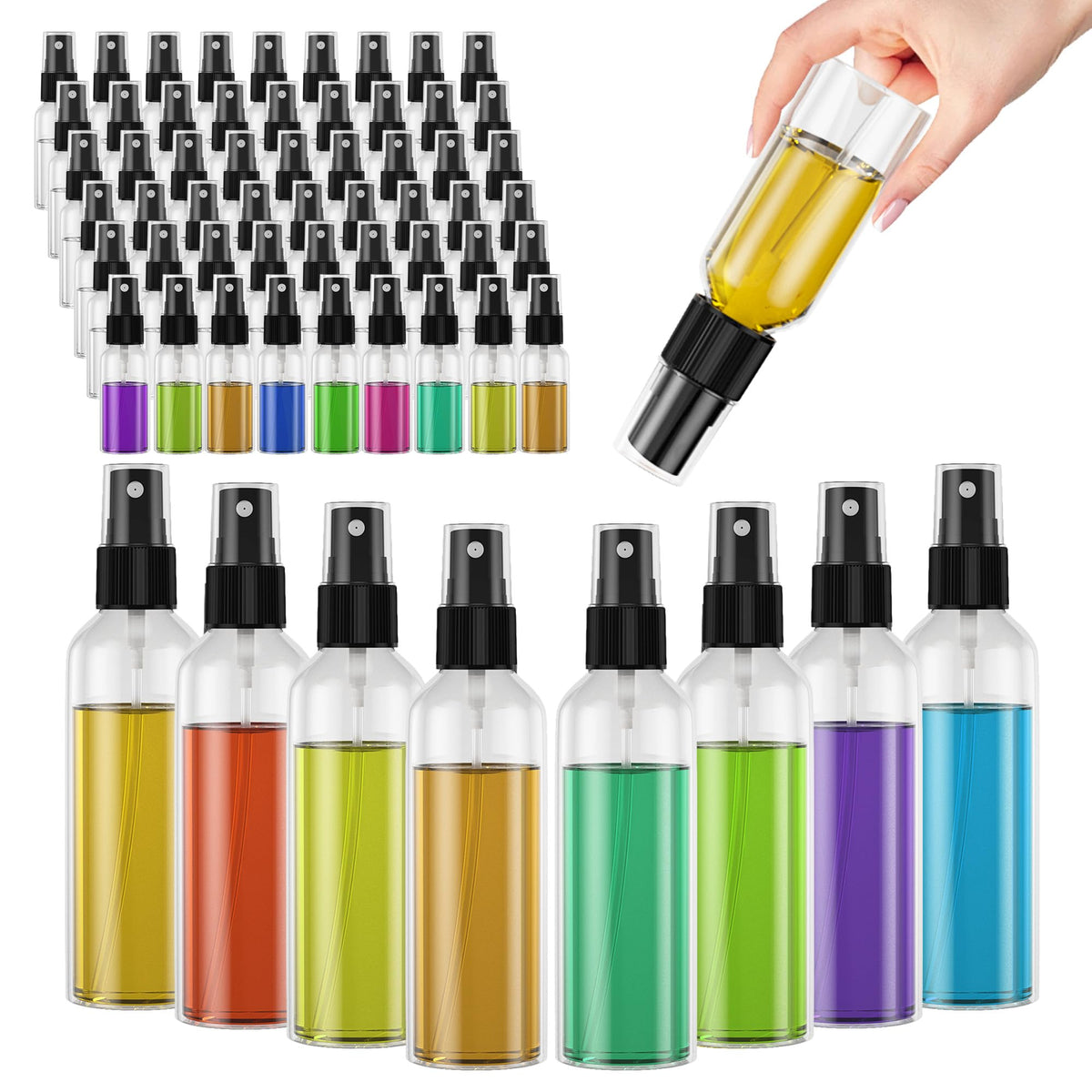 100Pack 2oz Spray Bottles 60ml Small Spray Bottle Bulk Fine Mist Sprayer