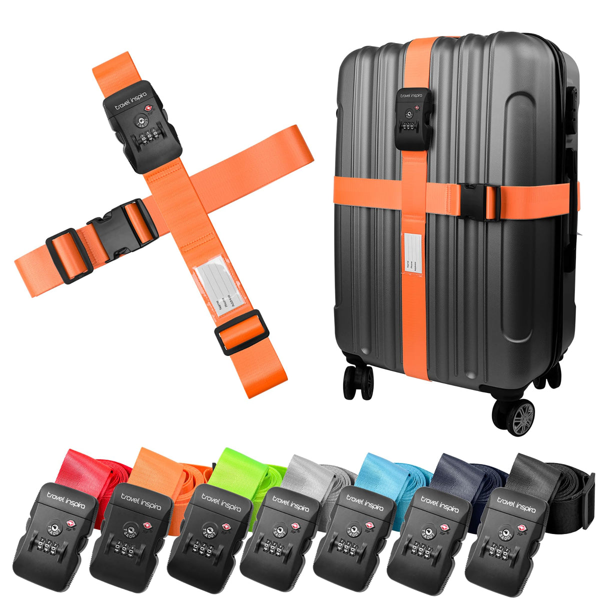 Travel Inspira TSA Approved Luggage Straps 2 Pack Suitcase Belt