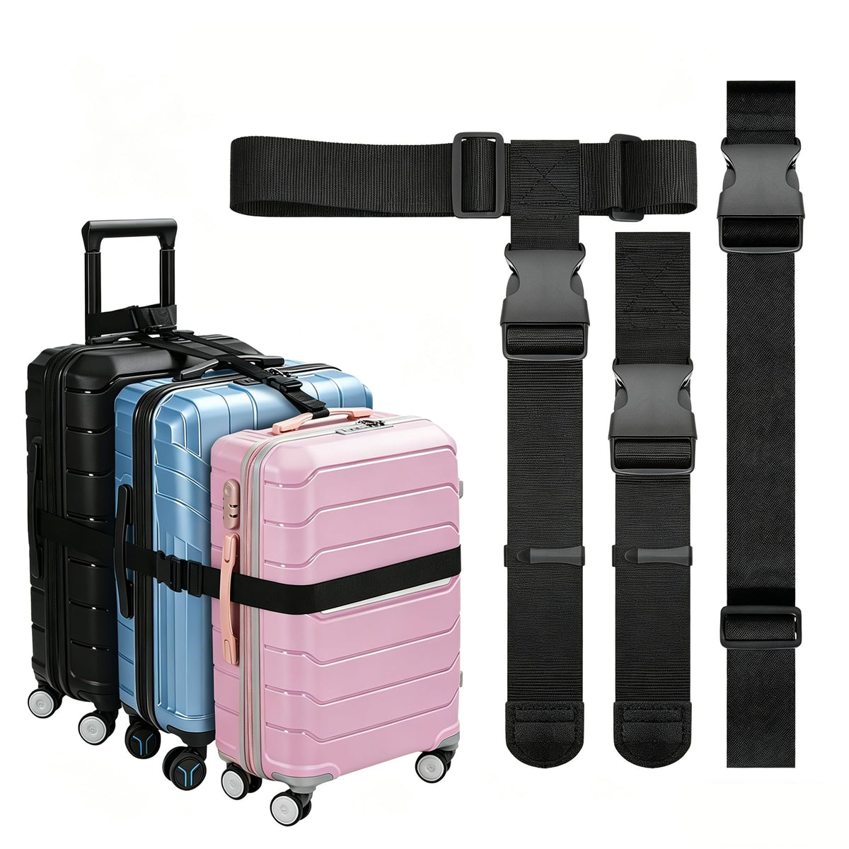 5 Packs Luggage Straps for Suitcases, Connect Up to 4 Suitcases & Add a Bag