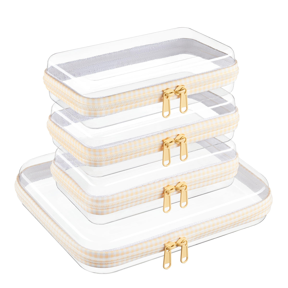 Clear Zipper Pouches, Hard Shell Zipper Case (M+3S)