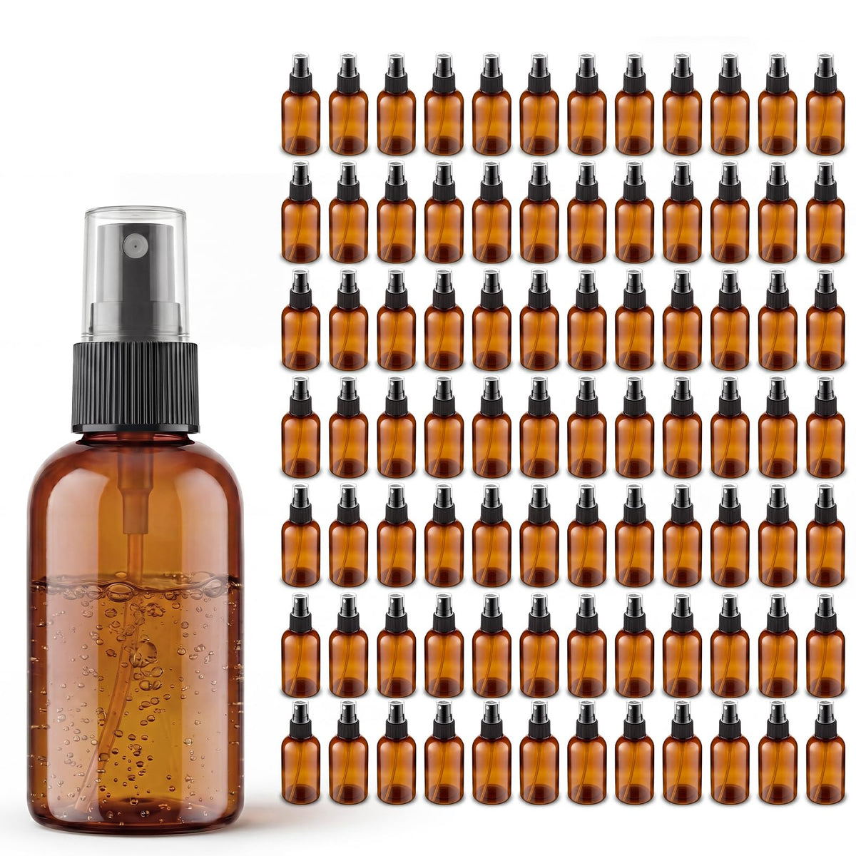 2 oz Amber Small Spray Bottle, Empty Spray Bottles plastic spray bottles Fine Mist Spray for Hair, Travel, Plants, Cleaning Solutions and Skin Care (24)