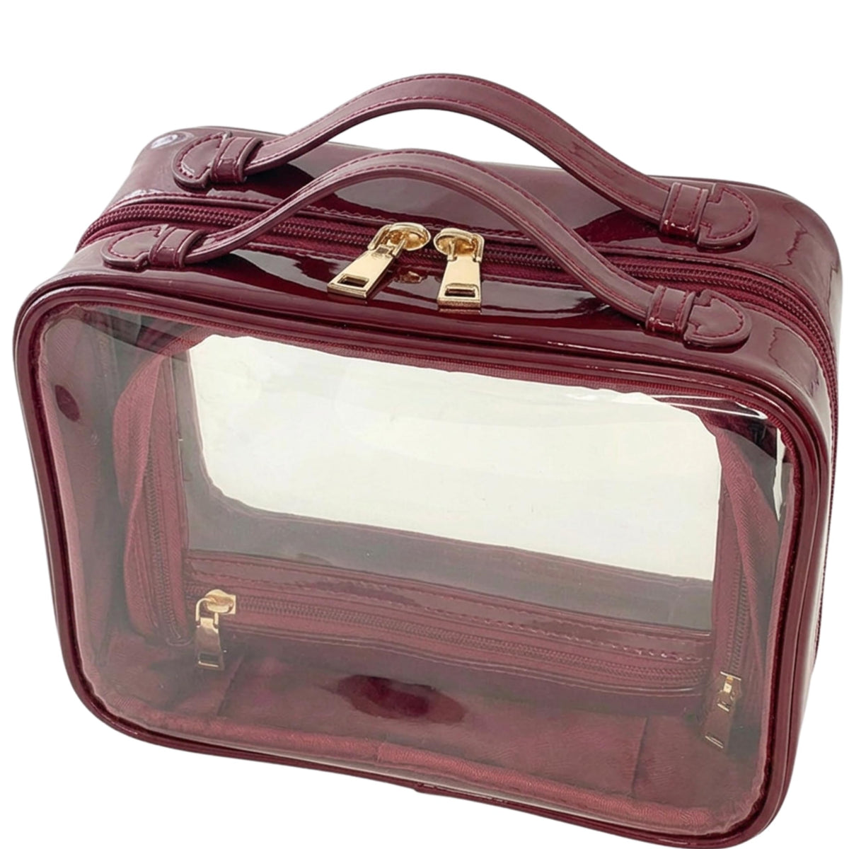 JAZD Clear Makeup Bag Toiletry Bag for Women Cosmetic Case Large Capacity Travel Make Up Bag Organizer Transparent Storage Compartment TSA Approved (BEIGE)