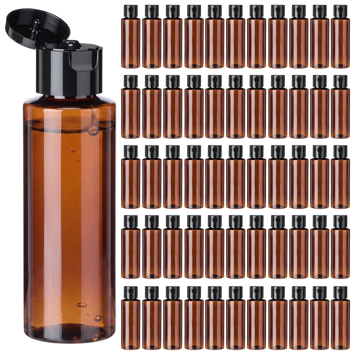 Gisafai 100 Pack Amber Empty Lotion Bottles 3.4oz Squeeze Bottles
