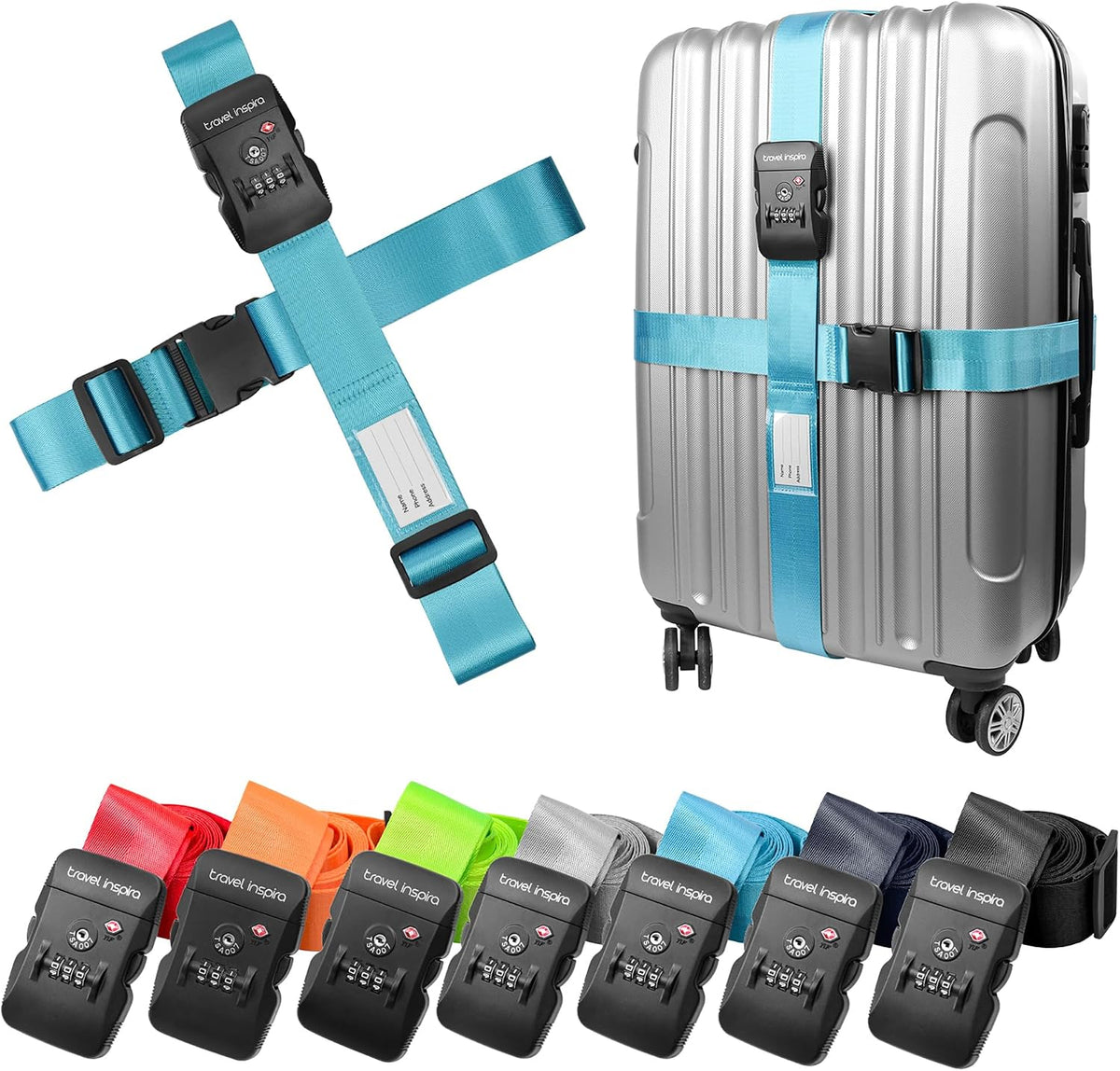 Travel Inspira TSA Approved Luggage Straps 2 Pack Suitcase Belt