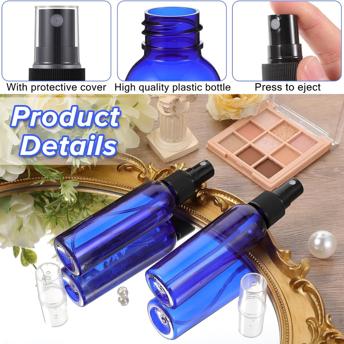 Lemecima 50 Pack 2 Oz Plastic Spray Bottles Reusable Mini Travel Size Perfume Refillable Mist Sprayer Empty Spritz Bottle for Household Use Essential Oil Cleaning