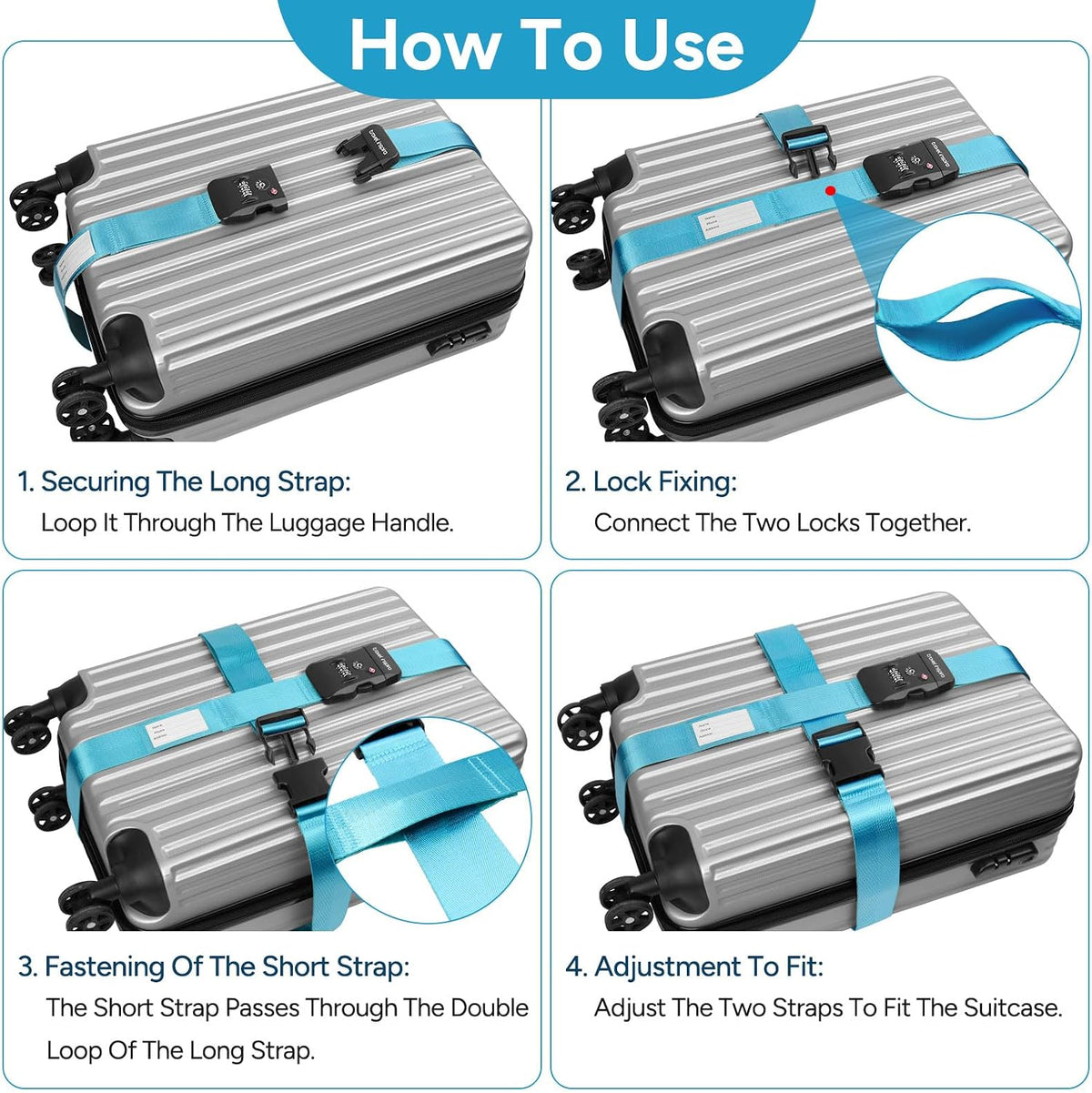 Travel Inspira TSA Approved Luggage Straps 2 Pack Suitcase Belt