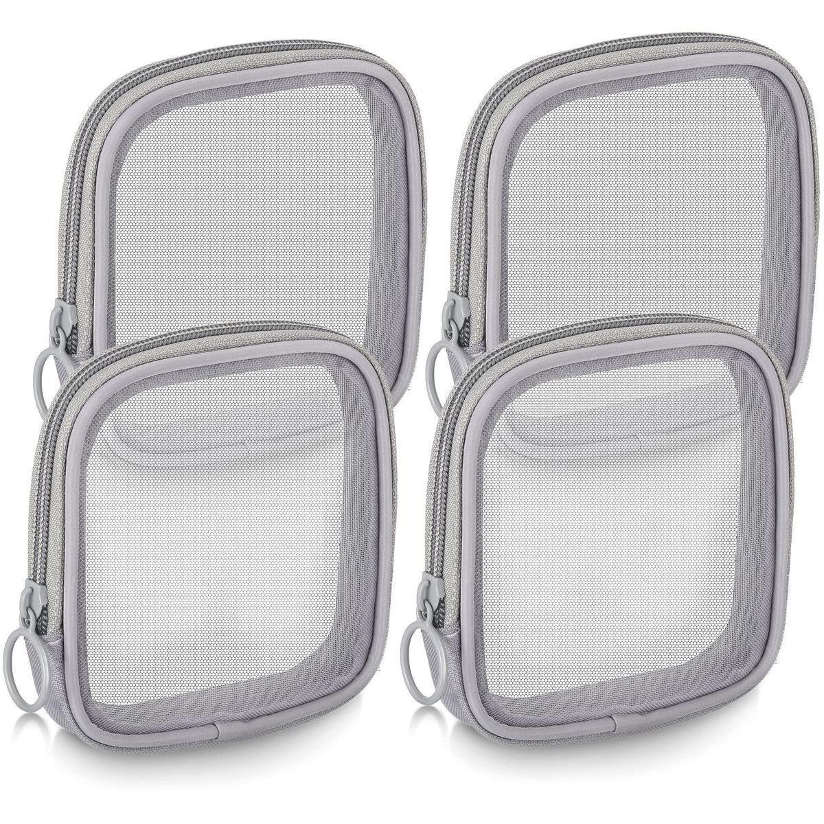 Weewooday 4Pcs Mesh Makeup Bag, Gray, Small, Large, Medium, Classic