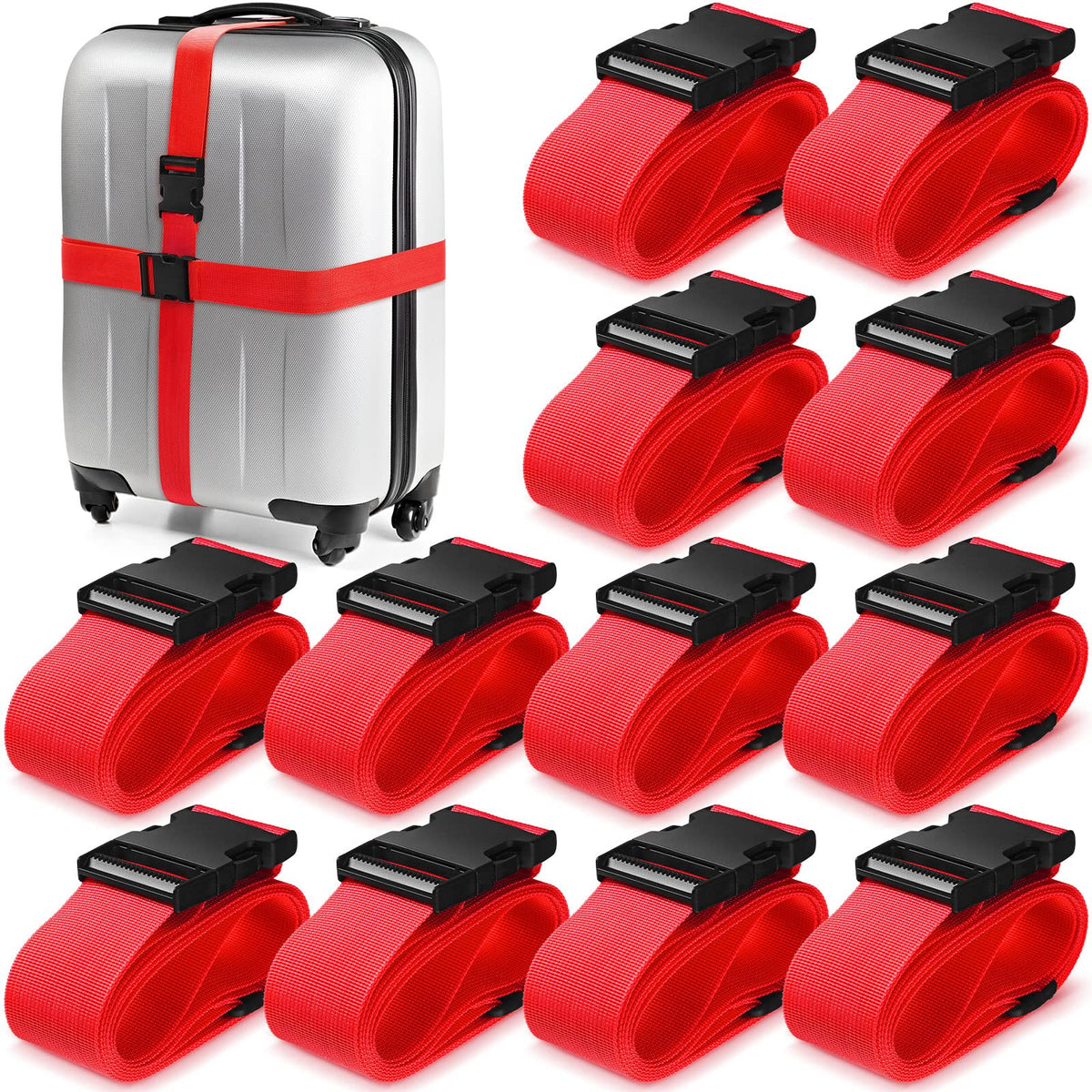 Eccliy 12 Pack Luggage Straps Suitcase Belts Wide Adjustable Packing Straps Travel Belts Accessories for Business Packing(Black)