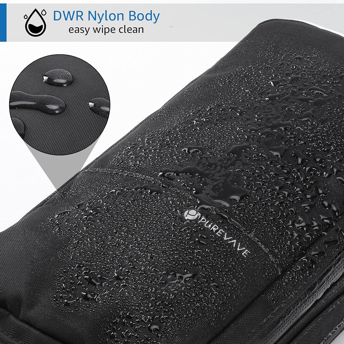 Purevave Compact Mens Toiletry Travel Bag Hanging, Mens Dopp Kit for Travel Waterproof, Wash Pouch Black