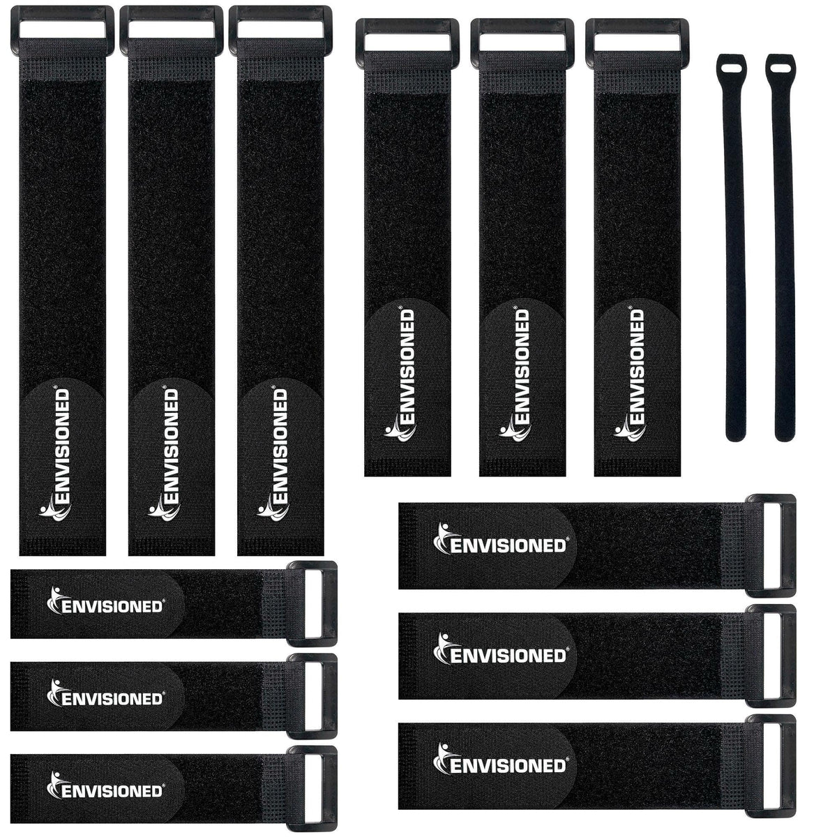 Reusable Cinch Straps 2" x 60" - 6 Pack, Multipurpose Strong Gripping, Quality Hook and Loop Securing Straps (Black)