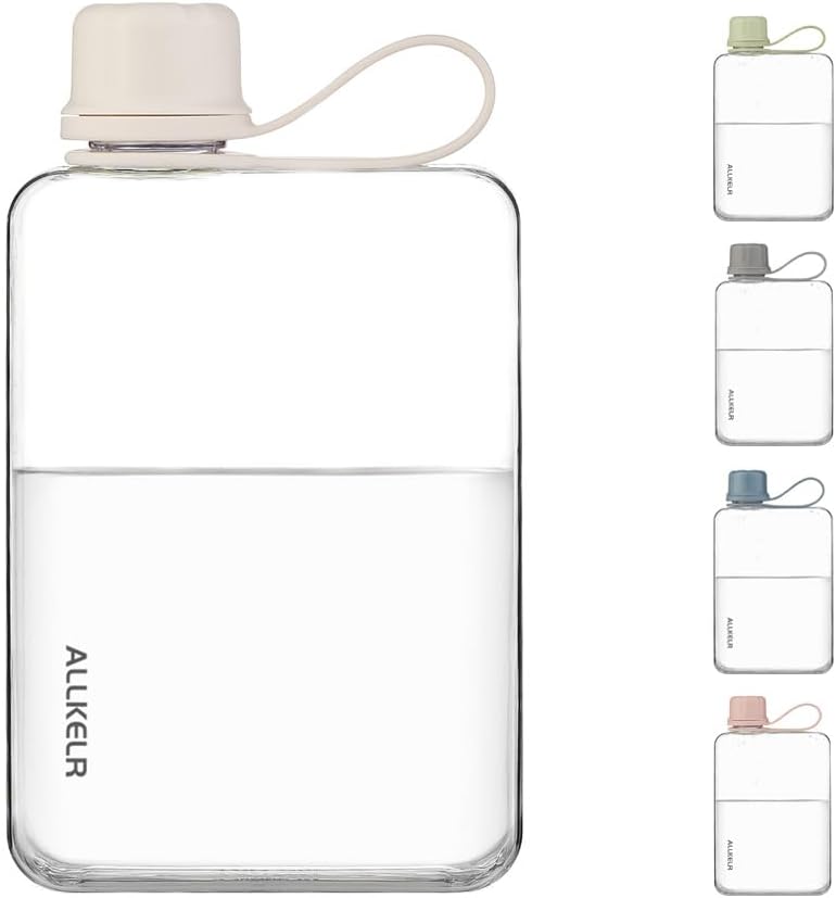 Portable Flat Water Bottle, 17 oz, White