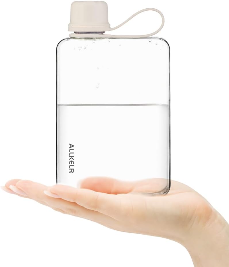 Portable Flat Water Bottle, 17 oz, White