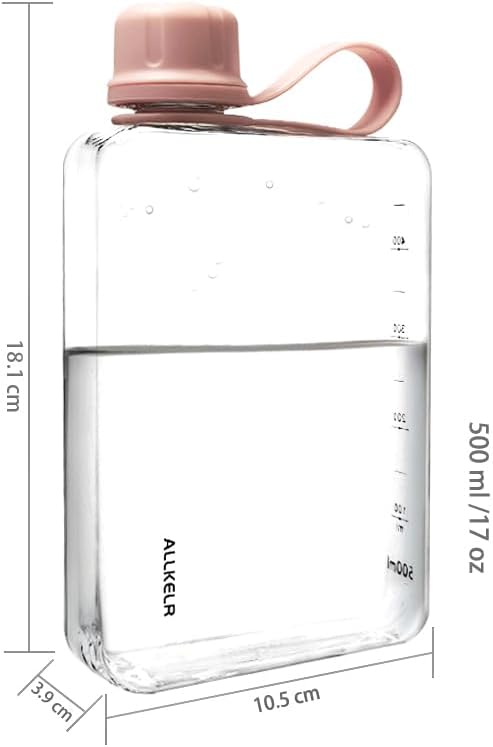 Portable Flat Water Bottle, 17 oz, White