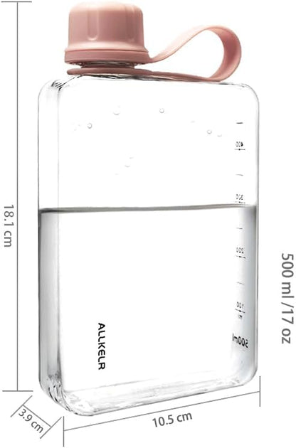 Portable Flat Water Bottle, 17 oz, White