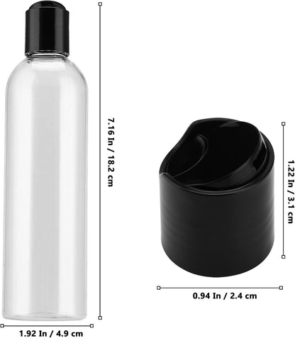 40 Pack 8 Oz Plastic Bottles with Disc Top Caps, Refillable Clear Travel Squeeze Lotion Bottles Containers with Black Bulk Disc Cap for Shampoo, Body Wash, Creams, Soap