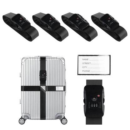 Veki Cross Luggage Straps Set TSA Approved with Lock, Black*2pcs
