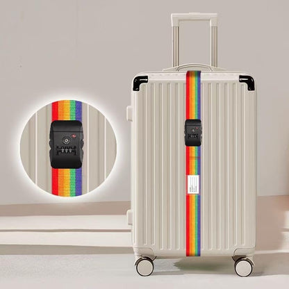 Travel Luggage Strap Adjustable Suitcase Packing Belt with TSA Combination Lock(Rainbow 2 Pack)