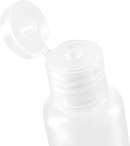 PINGEUI 100 Pack 1oz/30ml Clear Plastic Empty Bottles, Travel Size Bottles with Flip Cap, Refillable Travels Bottles for Travel or Daily Use
