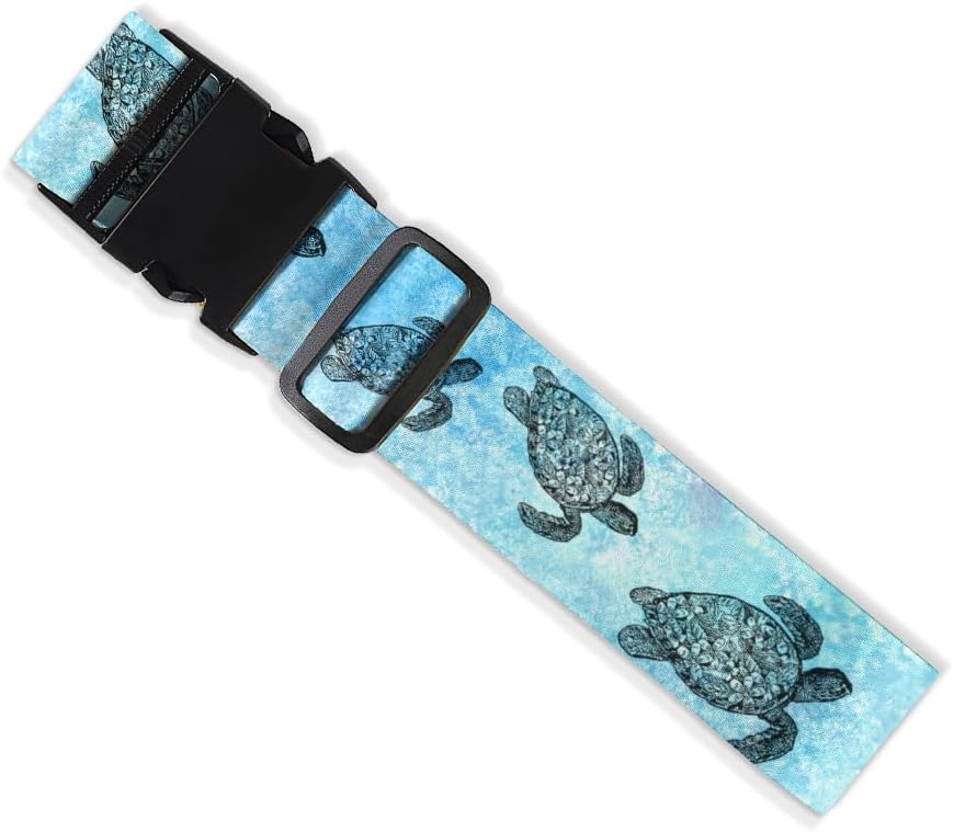 WIRESTER Set of 2 Adjustable Luggage Straps With Buckle, Travel Secure Belt for Suitcase Baggage, Luggage Accessories - Ocean Sea Turtle