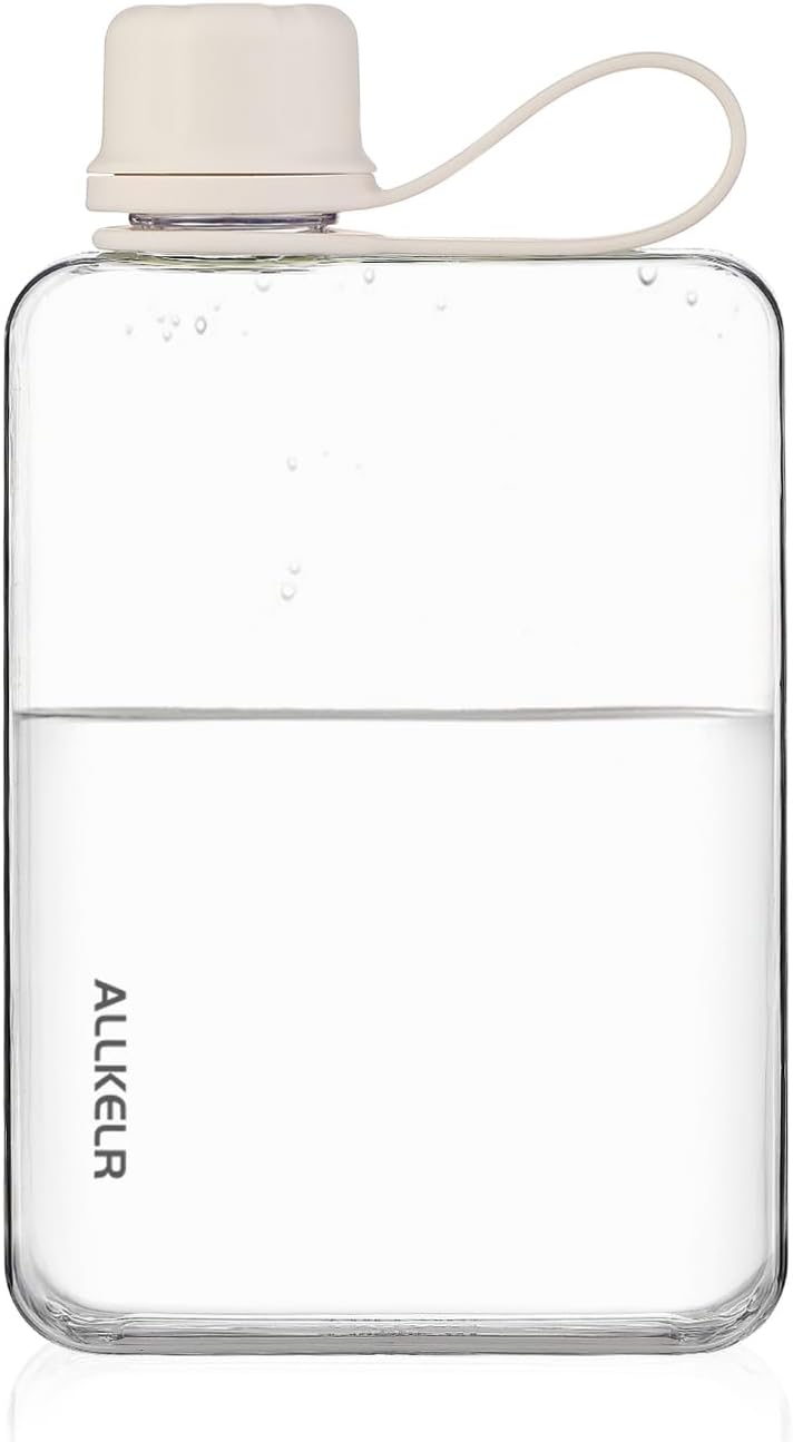 Portable Flat Water Bottle, 17 oz, White