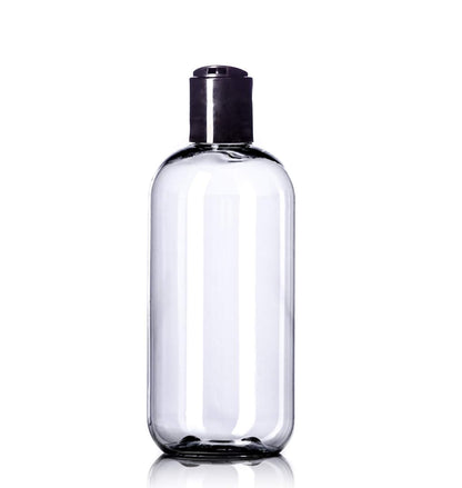 8oz Plastic Bottles (6 Pack) BPA-Free Squeeze Clear Toiletries and Shampoo Containers with Disc Cap, Labels Included for Travel
