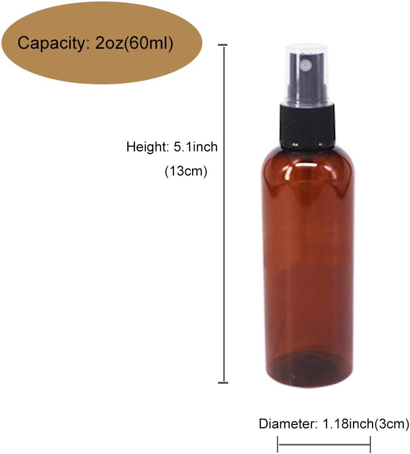 24 Pack 2oz Amber Plastic Spray Bottles For Essential Oils, Perfumes