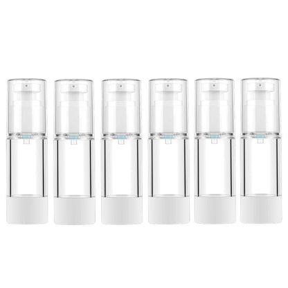 LONGWAY 3.4 Oz 100ml Clear Airless Cosmetic Cream Pump Bottle Travel Size Dispenser Refillable Containers for Shampoo, Foundation, Lotion (Pack of 6)