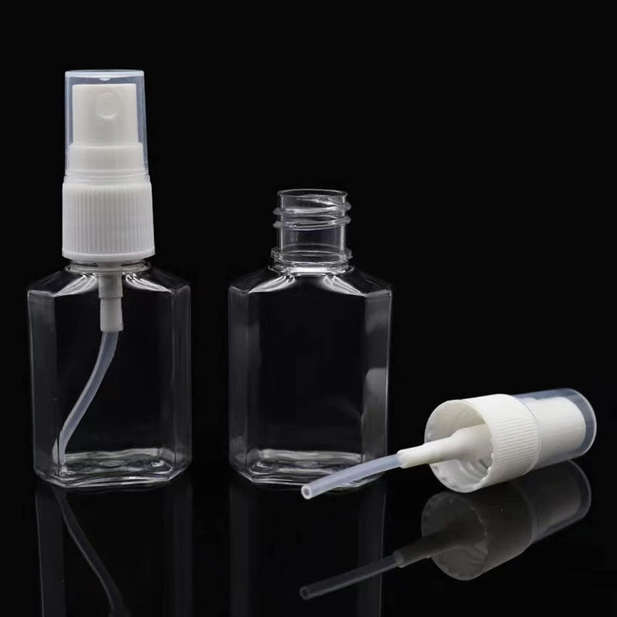 50 Pack 1 oz/30ml Empty Mini Clear Plastic Spray Bottles With Lid Fine Mist Travel Size Bottle Refillable Liquid Containers for Cosmetics,Perfumes，Sample，Eyeglass Cleaner,30pwbj