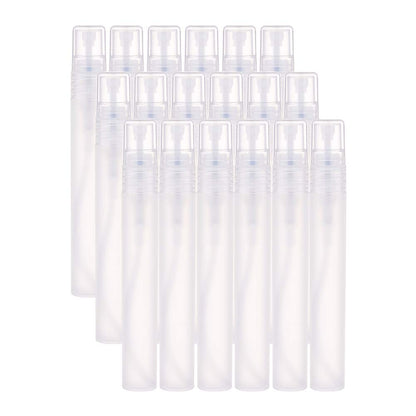BENECREAT 12PCS 20ml Mini Plastic Spritzer Bottle Frosted Fine Mist Spray Tubes, 2PCS Transfer Pumps, 4PCS Funnels and 4PCS Pipettes for Perfume Lotion Liquids