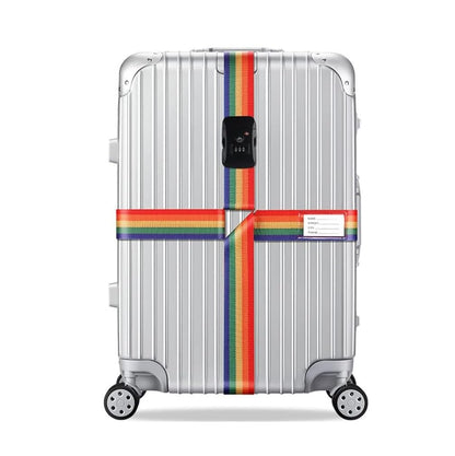 Travel Luggage Strap Adjustable Suitcase Packing Belt with TSA Combination Lock(Rainbow 2 Pack)