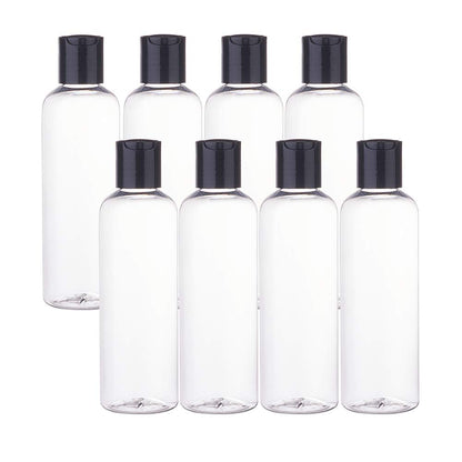 BENECREAT 8 Pack 6.7oz PET Plastic Bottles, Clear Refillable Travel Bottles with Press Disc Flip Cap for Shampoo, Conditioner, Lotion, Cream, Cosmetics & DIY Projects