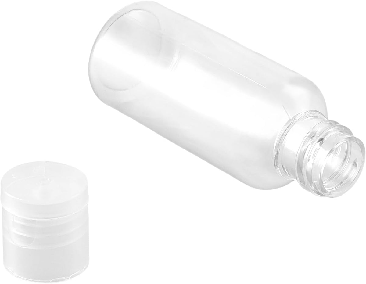 PINGEUI 100 Pack 1oz/30ml Clear Plastic Empty Bottles, Travel Size Bottles with Flip Cap, Refillable Travels Bottles for Travel or Daily Use