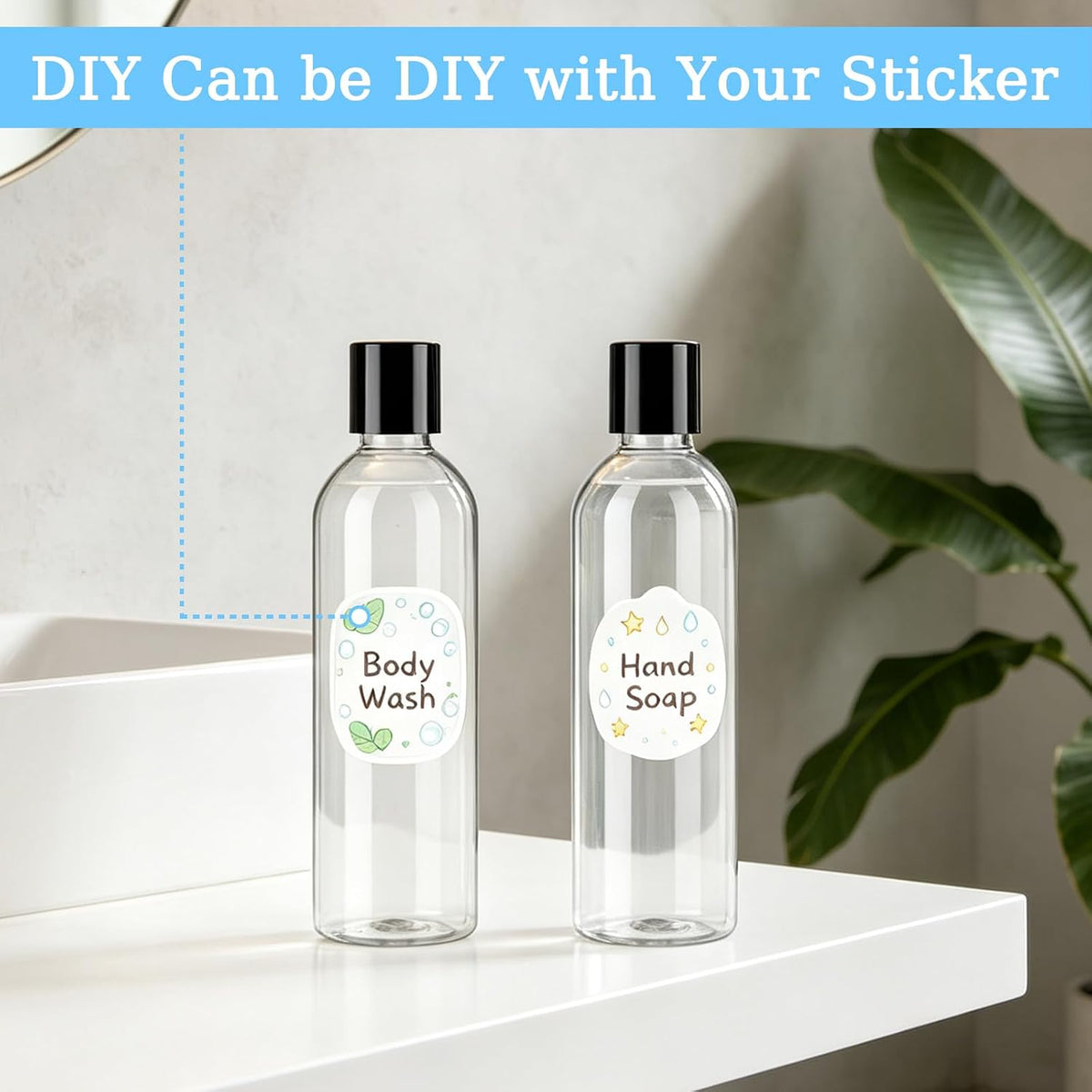 48 Pack 8oz Clear Plastic Empty Bottles, Leak Proof Travel Containers with Disc Top Flip Caps, Refillable Squeeze Shampoo Bottles for Toiletries Liquid Soap, Lotions & Cream