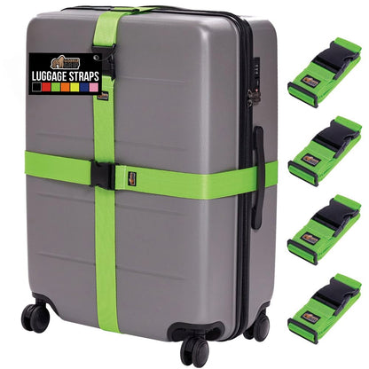 GORILLA GRIP Heavy Duty Luggage Straps for Suitcase, 4 Pack, Black