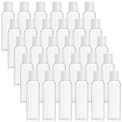 Bekith 30 Pack 4oz Travel Bottles for Toiletries, Empty Small Plastic Squeeze Bottles with Disc Top Flip Cap, Clear Refillable Travel Size Containers For Shampoo, Lotions, Liquid Body Soap, Creams