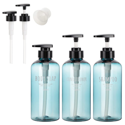 Segbeauty Shampoo and Conditioner Dispensers, 10oz Refillable Pump Bottles for Shower 300ml Body Wash Shampoo Dispenser 3 Packs Empty Plastic Press Bathroom Liquid Body Soap Gel Lotion Dispenser Blue