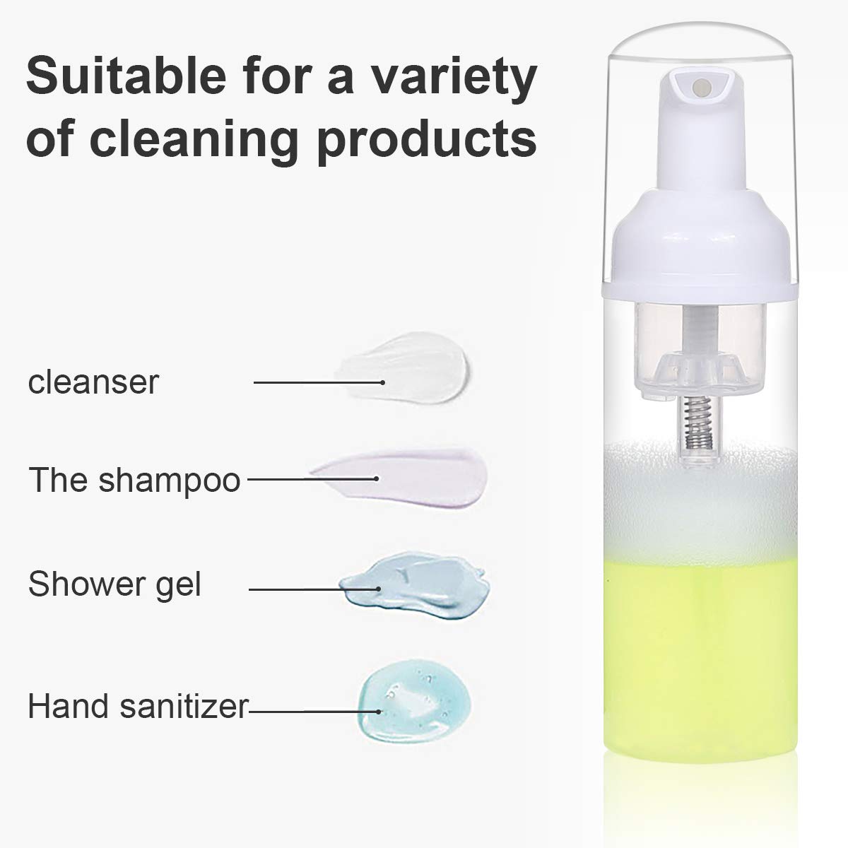 ROMROC 24PCS Travel Foam Pump Bottle Dispenser 2oz/60ml Lash Shampoo Bottle