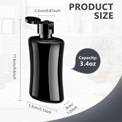 Domensi 50 Pcs 3.4 oz Black Travel Squeeze Bottles with Lids