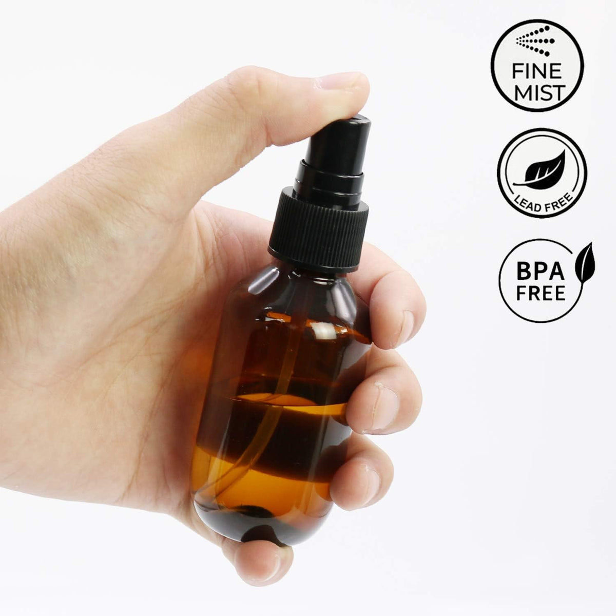 SYNTECSO 2oz Amber Plastic Spray Bottles, Fine Mist Water Bottle, 24 Pack