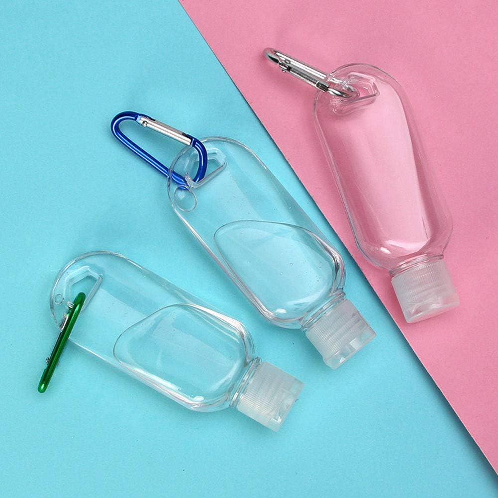 30 Pack Travel Plastic Clear Keychain Bottles, Leakproof Refillable Empty Bottles Portable Squeeze Containers with Flip Cap(50ml/1.7oz)