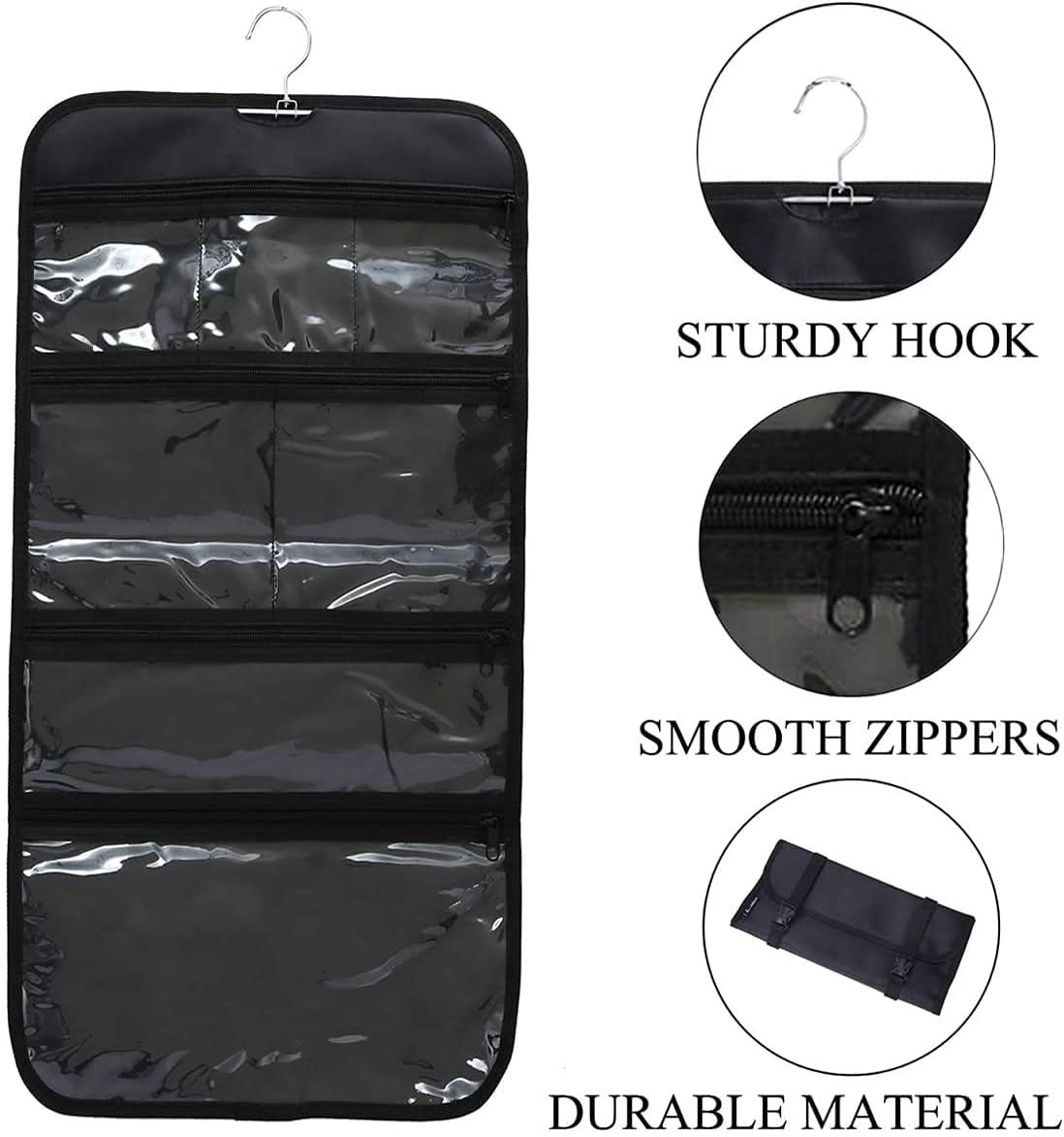 Foldable Clear Hanging Travel Toiletry Bag Cosmetic Organiser Storage