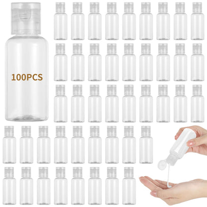 Lnrueg 100 PCS 1OZ Travel Bottles with Flip Cap - 30 ml Clear Plastic Travel Size Containers, Portable Leak Proof Squeeze Bottles Refillable Empty Cosmetic Containers for Liquid Shampoo Lotion, Black